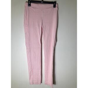 J. McLaughlin Pink Checked Pull On Skinny Ankle Pants Sz 4